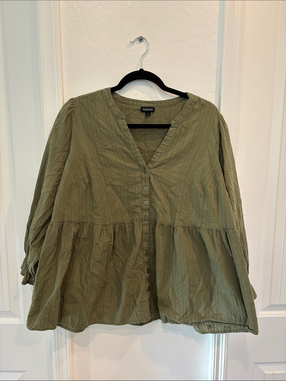 torrid Olive Button-Front Babydoll Tunic